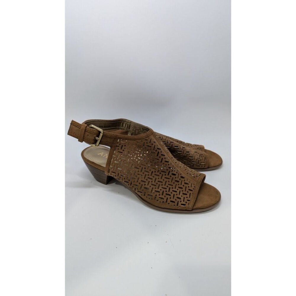 Anne Klein Tan Peep-Toe Heeled Sandals